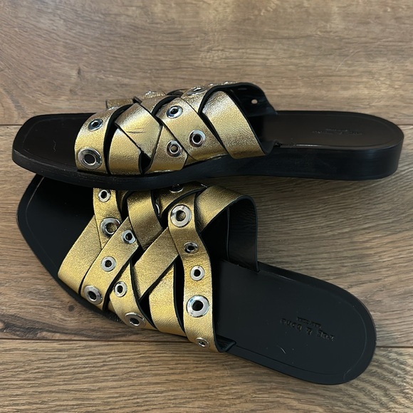 Rag & Bone Gold Sandals with Wooden Heel - Picture 6 of 6